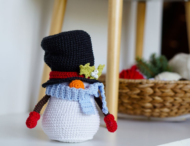 Crochet patterns Snowman gnome, Christmas Gnone, gnome amigurumi pattern, crochet holiday gnome image 6