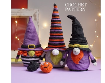 Bundle Häkelanleitungen Halloween Gnome, gruselige Gnome, Gnome Amigurumi gehäkelt Urlaub Gnom