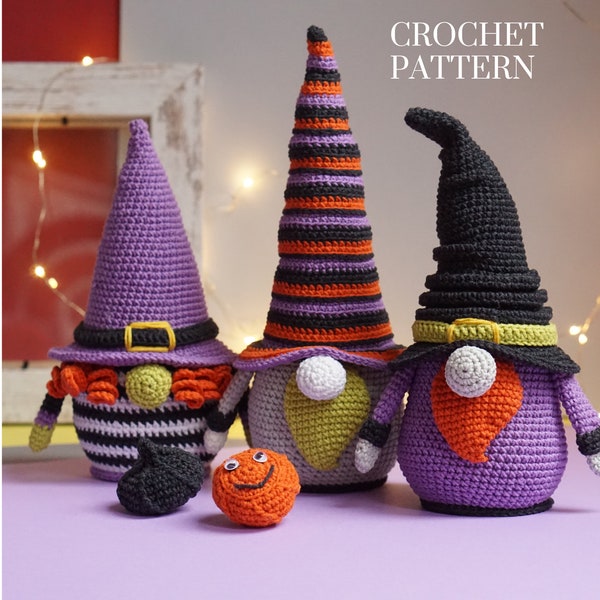 Bundle Crochet patterns Halloween gnomes, spooky gnome, gnome amigurumi crochet holiday gnome