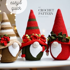 Crochet patterns Christmas Gnomes, Holly Gnome, Holiday Gnome, crochet holiday gnome image 1