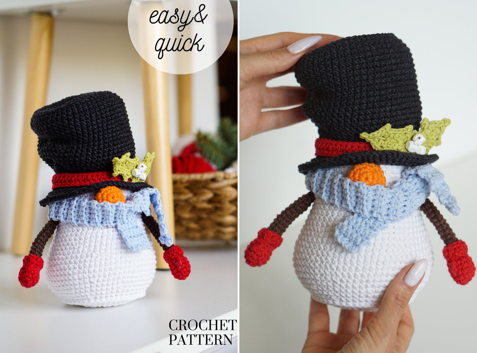 Crochet Patterns Snowman Gnome Christmas Gnone Gnome Etsy