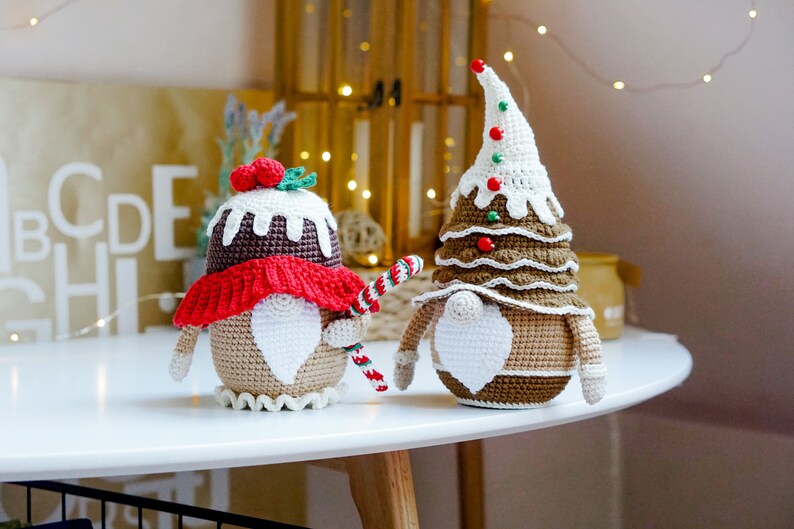Set Crochet Patterns Christmas Gnomes, Muffin Gnome and Gingerbread ...