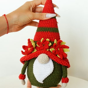 Crochet patterns Christmas Gnomes, Holly Gnome, Holiday Gnome, crochet holiday gnome image 8