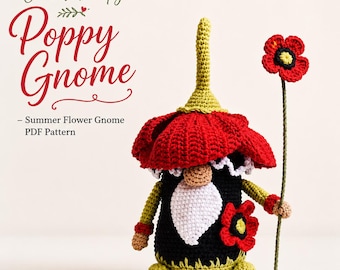 Crochet Therapy Poppy Gnome – Summer Flower Gnome PDF Pattern