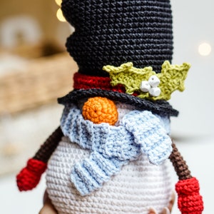 Crochet patterns Snowman gnome, Christmas Gnone, gnome amigurumi pattern, crochet holiday gnome image 5