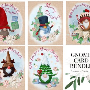 Bundle imprimable peint à la main gnome cartes / aquarelle de Noël/imprimable arbre de Noël carte/nain de Noël jpg/nain de Noël