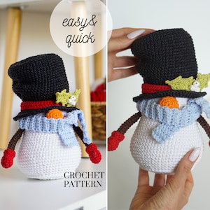 Crochet patterns Snowman gnome, Christmas Gnone, gnome amigurumi pattern, crochet holiday gnome image 1