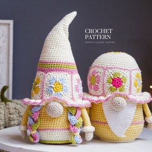 Crochet patterns Granny Square Gnomes, Floral Gnome, Flower Gnome, summer gnome amigurumi pattern, crochet gift gnome