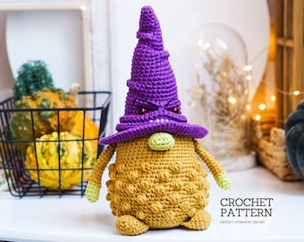 Halloween Pumpkin Gnome Crochet patterns Halloween Gnomes, Witch, gnome amigurumi pattern