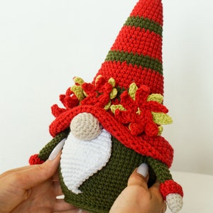 Crochet patterns Christmas Gnomes, Holly Gnome, Holiday Gnome, crochet holiday gnome image 7