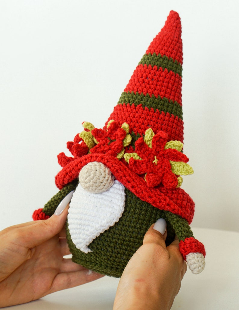 Crochet patterns Christmas Gnomes, Holly Gnome, Holiday Gnome, crochet holiday gnome image 7