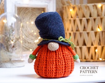 Crochet patterns Pumpkin Gnome, fall gnome, autumn gnome amigurumi pattern, halloween gnome, gnome gift