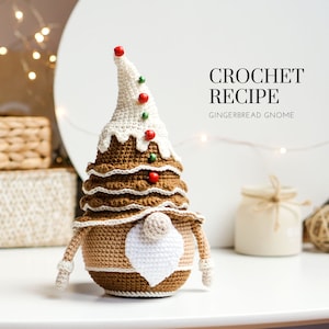 Crochet patterns Christmas Gnome, Gingerbread Gnome, gnome amigurumi pattern, crochet holiday gnome