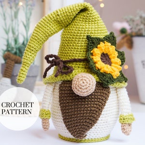 Crochet patterns Flower Gnome, Easter Gnome, Floral Gnome, Flower Gnome, crochet gift gnome