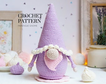Crochet patterns coockies Gnome, merengue gnome, birthday gnome, gnome amigurumi pattern, crochet holiday gnome