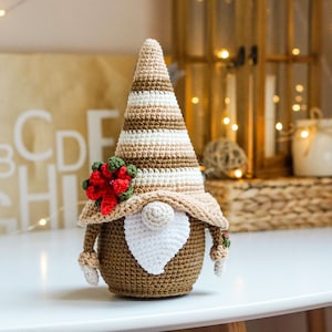 Crochet patterns Christmas Gnomes, Holly Gnome, Holiday Gnome, crochet holiday gnome image 9