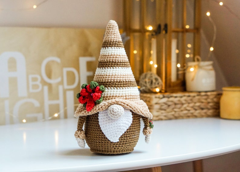 Crochet patterns Christmas Gnomes, Holly Gnome, Holiday Gnome, crochet holiday gnome image 9