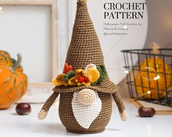 Halloween Gnome Crochet patterns, Fall Gnomes, gnome amigurumi pattern