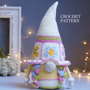 Crochet patterns Granny Square Gnome, Floral Gnome, Flower Gnome, summer gnome amigurumi pattern, crochet gift gnome