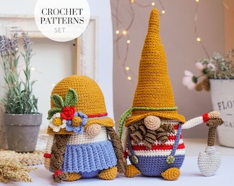 Crochet patterns GARDENER Gnome, Summer Gnome, Flower Gnome, crochet gift gnome, Garden gnome