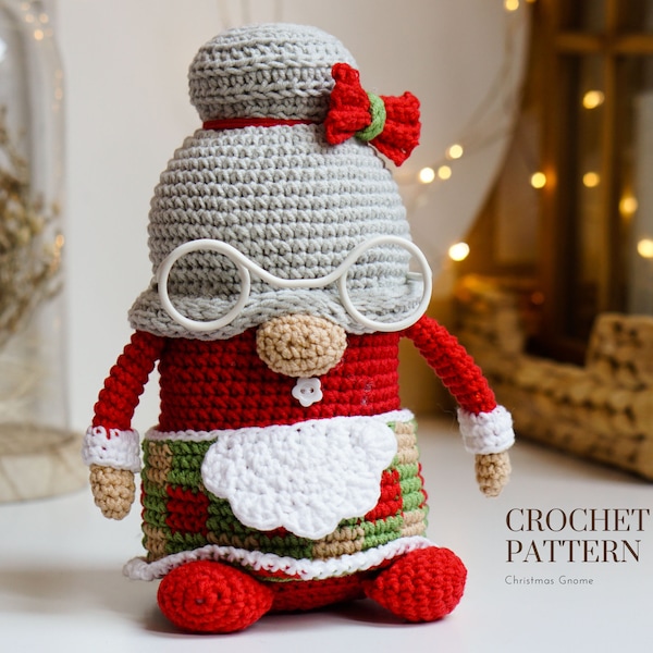 Patrons au crochet Gnomes de Noël Madame Père Noël