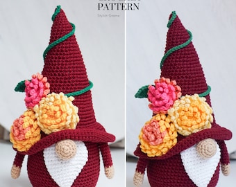 Häkelanleitungen Wichtel mit Chrysanthemen, Weihnachtswichtel, Weihnachtswichtel, Amigurumi Häkelanleitung