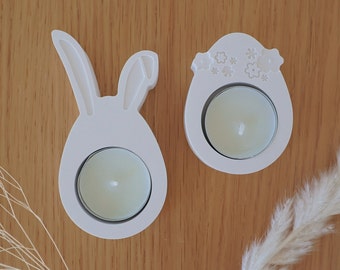 Portavelas con forma de conejo | Con forma de conejo o huevo | Portavelas de Pascua | Decoración de Pascua | Decoración de mesa