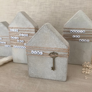 Personalisiertes Haus aus Beton | Home Dekoration | Einweihungsgeschenk mit Schlüssel
