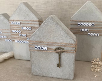 Personalisiertes Haus aus Beton | Home Dekoration | Einweihungsgeschenk mit Schlüssel