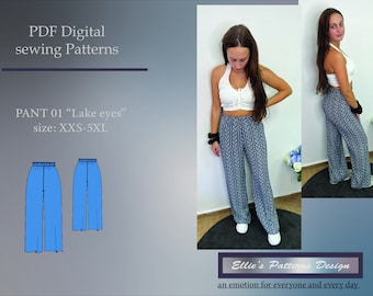 Women’s  Trousers  Without Side Seam Baggy Pants  Straight Silhouette  High Waisted With Elastic Waistband 10sizes