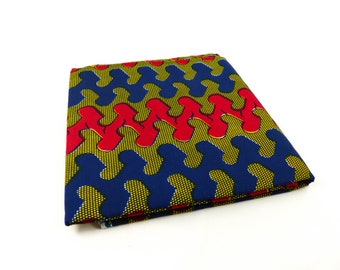Afrikanischer Stoff | Wax Print | Girlande Blau Rot Gelb | Baumwolle