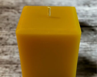 Square Shaped Beeswax Pillar Candle - Handmade Candle Gift - Natural Beeswax - Made in USA - Wild Harvest Candle Company - Home Decor -