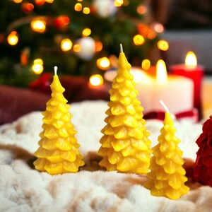 Christmas Tree Beeswax Candles | Christmas Decor | 100% Pure Beeswax | Natural Candle Gift | Handmade Candles | Wild Harvest Candle Company
