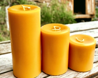4" wide Beeswax Candle up to 9" tall | 100% Pure Beeswax Pillar | Homemade Candles | Handmade Candles | Farmhouse Decor | Gift For Her