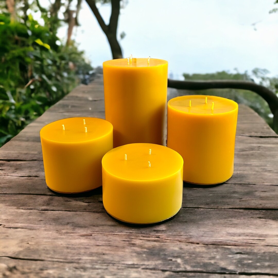6 Wide Beeswax Pillar Candles Various Heights Handmade Candle Prayer