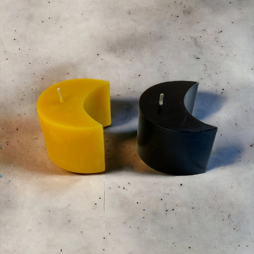 Beeswax Candles Crescent Moon Half Moon Candle Halloween Etsy