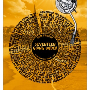Vinyl Lyrics Poster | Vinyl Record Print | Song Lyrics Poster | For Him & Her | Birthday/Anniversary | Sam Fender - Seventeen Going Under
