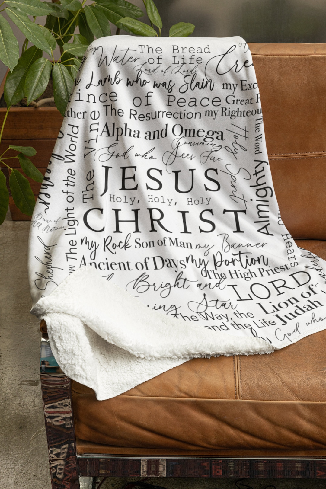 Soft Sherpa Fleece Throw Blanket Christian Bible Names of God Etsy