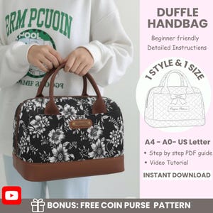 Duffle HandBag Sewing Pattern PDF | Beginner Friendly Sewing Pattern Tutorial | Mini Travel Bag Pattern | Weekender Bag Sewing Pattern