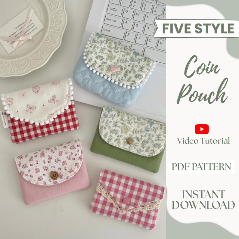 Mini Wallet Sewing Pattern - Video Tutorial | Beginner DIY Coin Purse ...