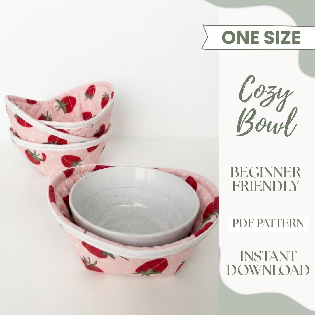 Cozy Bowl Sewing Pattern PDF | Quilted Bowl Cozy Printable Instruction ...