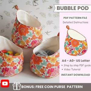 Bubble Pods Sewing Pattern | Beginner Friendly Storage Pod Video Tutorial | Desk Organizer Sewing Pattern PDF | DIY Bubble Pod Organizer