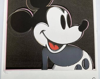Lithographie Andy Warhol Mickey Mouse - Signée Avec Certificat Leo Castelli (1980)
