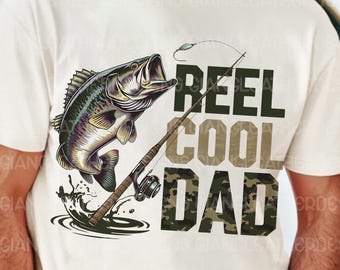 Retro Reel Cool Dad Png, Wishin' I Was Fishin' Png, Fishing Dad Shirt Design Png, Bass Fishing Png, Fathers Day Gift, Dad Birthday Gift Png