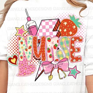 Nurse stuff png,funny Nurse quotes png, Nurse doodles png,retro Nurse png, Nurse gift,nurse png, Strawberry Nurse Png, Preppy Nurse Png