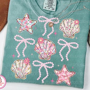 Coquette Seashell png, zomer png, strand png, kust png, retro zomer png, summer vibes png, zomer coquette png, zeeleven, bloemenzomer