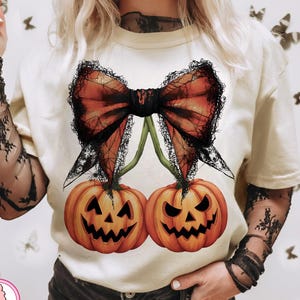 Spooky Pumpkin Png, Coquette Bow Png, Halloween Sublimation PNG, Halloween Coquette Png, Girly Creepy Fall Design, Lace Bow Halloween Png