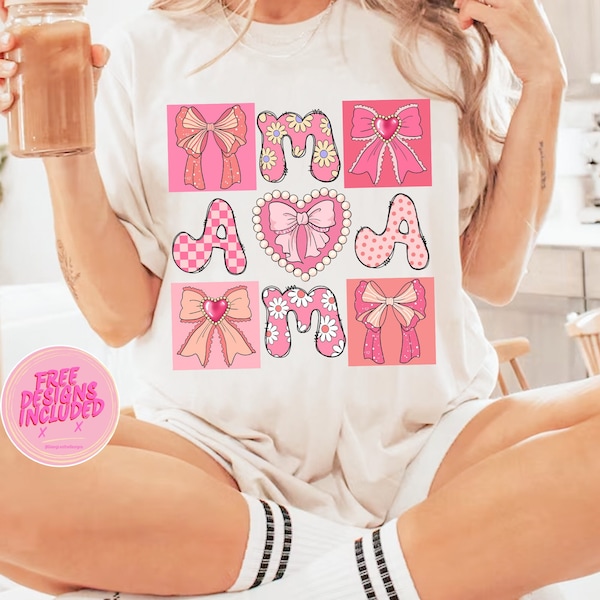 Mama png,Mama coquette bows png,pearl bows Mama png,pink coquette bows png,retro Mama png,retro Mama png,pink mama sublimation,mama mini png