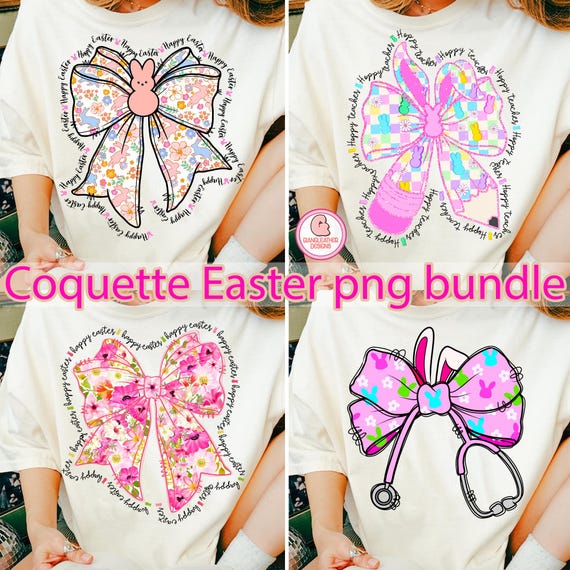 Bunny Coquette easter png, Floral easter bow png, brushstroke easter png, happy easter png, easter coquette png, bunny bow png, Girls Easter