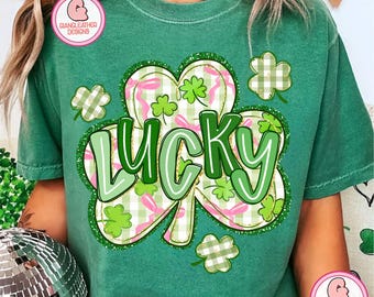 Lucky Shamrock png, Blessed Vibes png, Not Lucky Simply Blessed png, Patrick png, Retro Patrick png, Retro Coquette St. Patrick's Day png